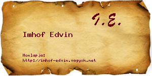 Imhof Edvin névjegykártya